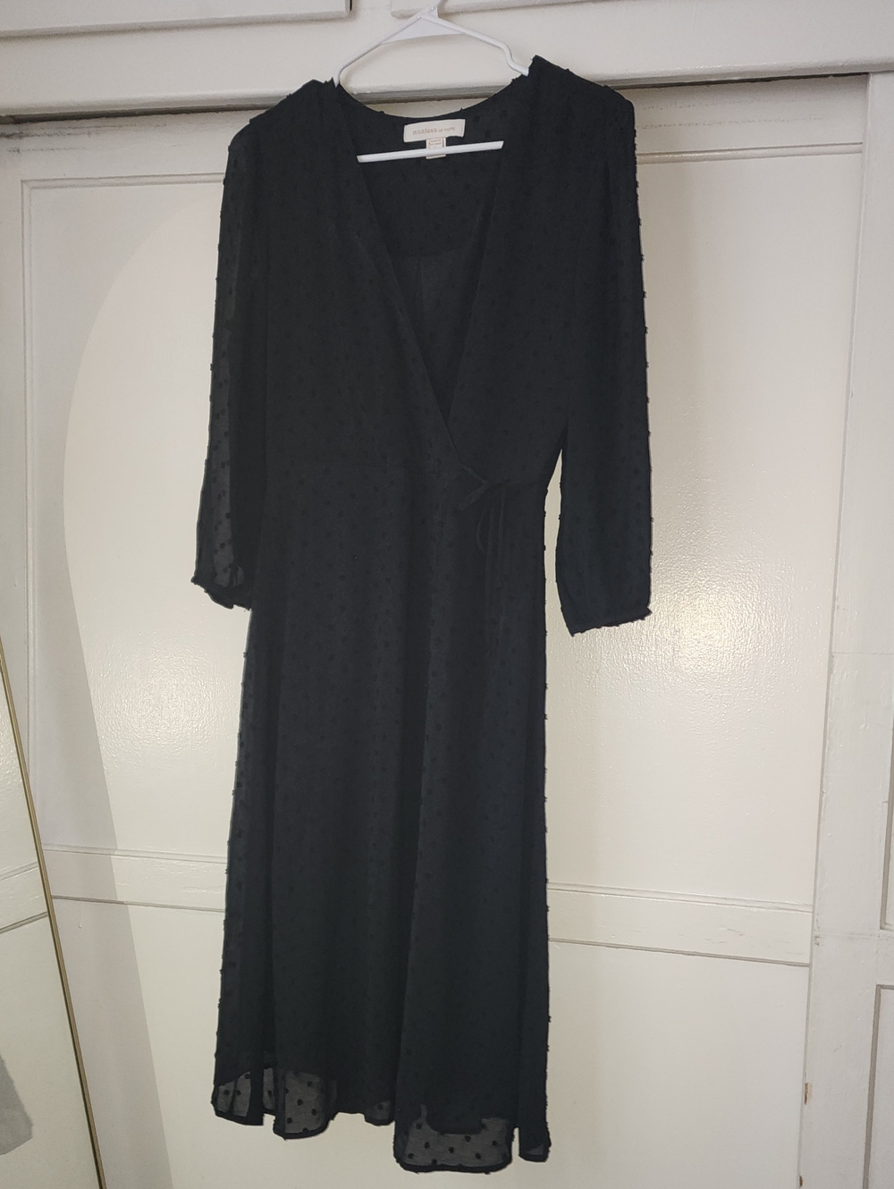 Black Tie-Waist Midi Dress